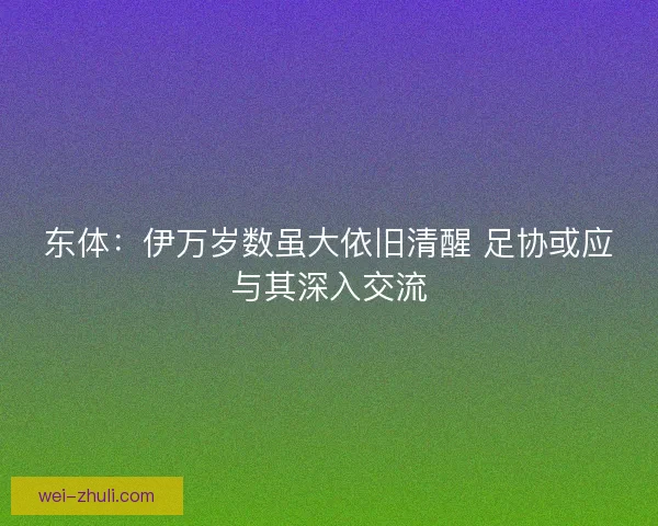 东体：伊万岁数虽大依旧清醒 足协或应与其深入交流